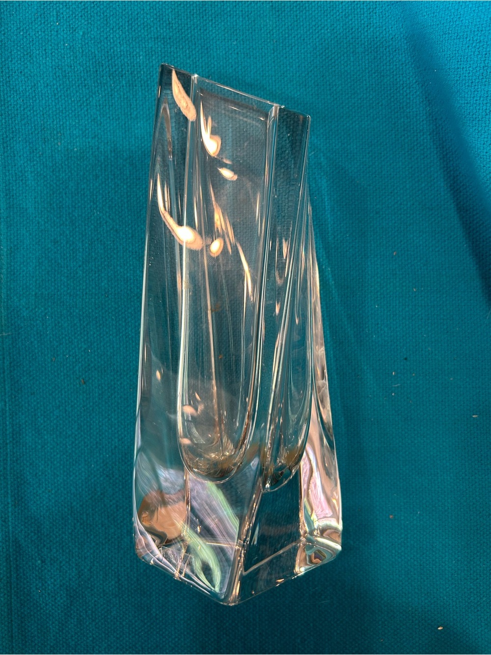 SIGNED Kosta Boda Sweden Goran Warff Sails Clear Crystal Art Glass Vase 048923